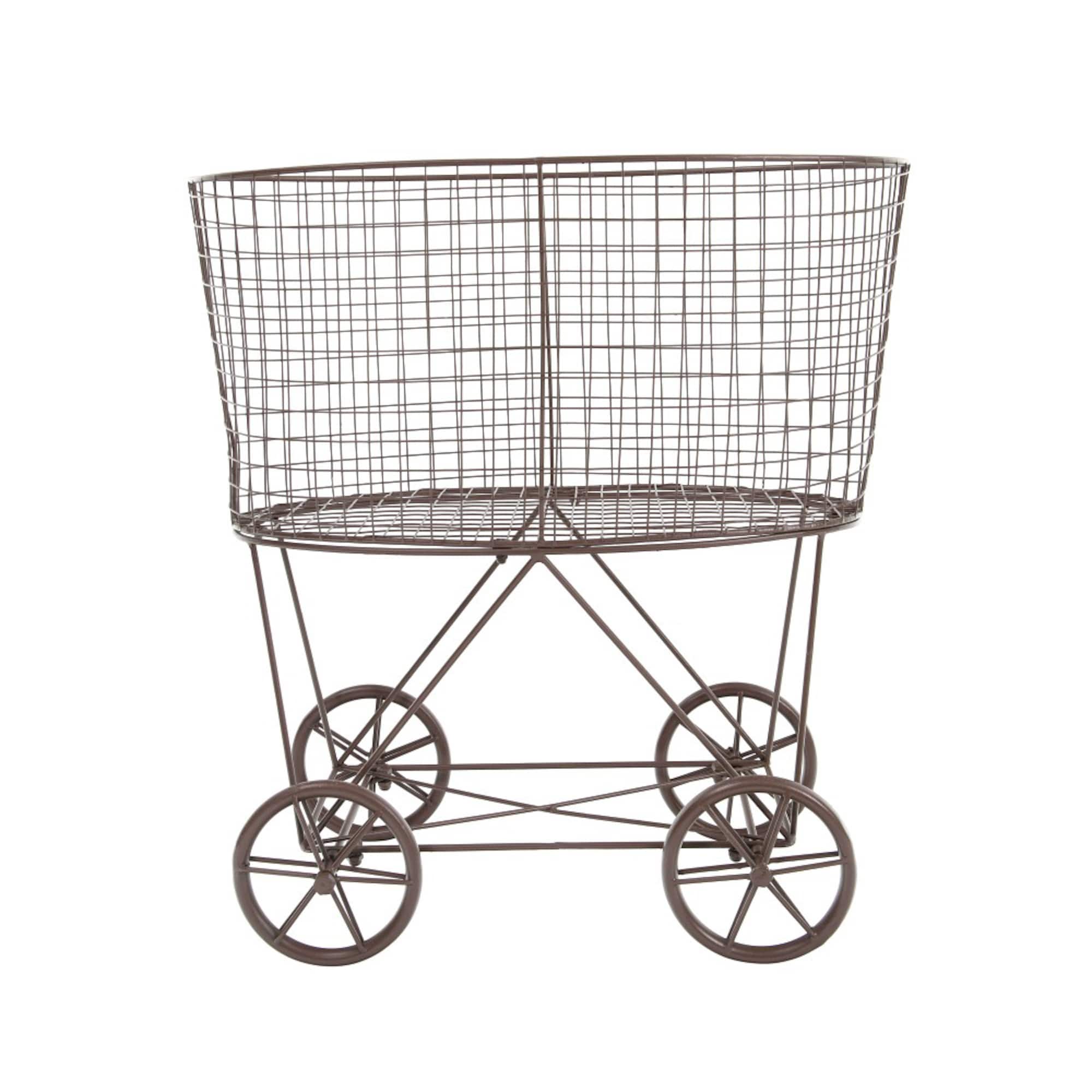 Hello Honey® 27" Vintage Reproduction Metal Laundry Basket on Wheels